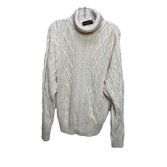 Bushwacker USA Womens Cable Knit Turtleneck Sweater Size Medium White - Picture 1 of 8
